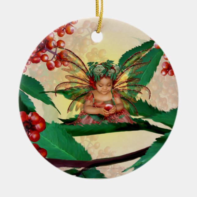 Holunderbeerfee Keramik Ornament (Vorne)