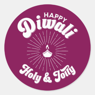 Holy And Jolly Diwali Runder Aufkleber