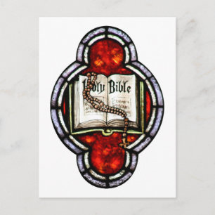 Holy Bible und Rosary Kunstgewerbe Postkarte