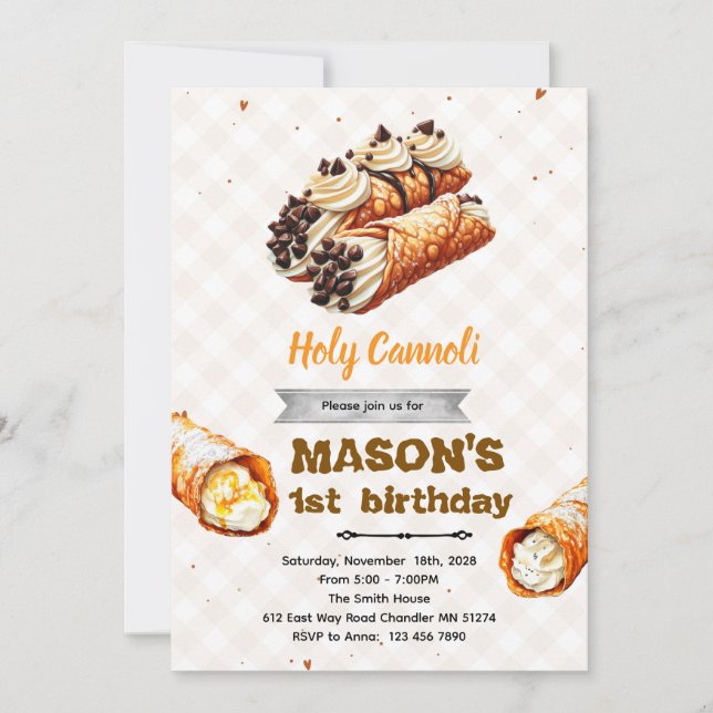 Holy Cannoli birthday party invitation Einladung (Vorderseite)