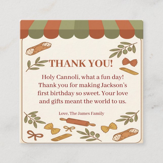 Holy Cannoli! First Birthday  Begleitkarte (Vorderseite)