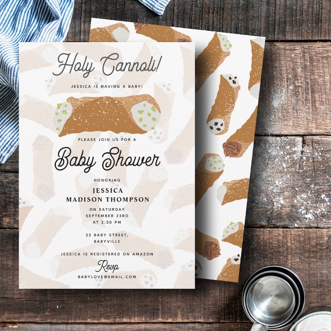 Holy Cannoli Funny Italian Baby Shower Einladung (Holy Cannoli Funny Italian Baby Shower Invitation)