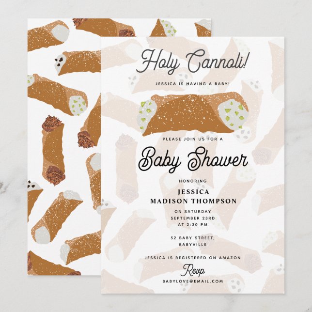 Holy Cannoli Funny Italian Baby Shower Einladung (Vorne/Hinten)