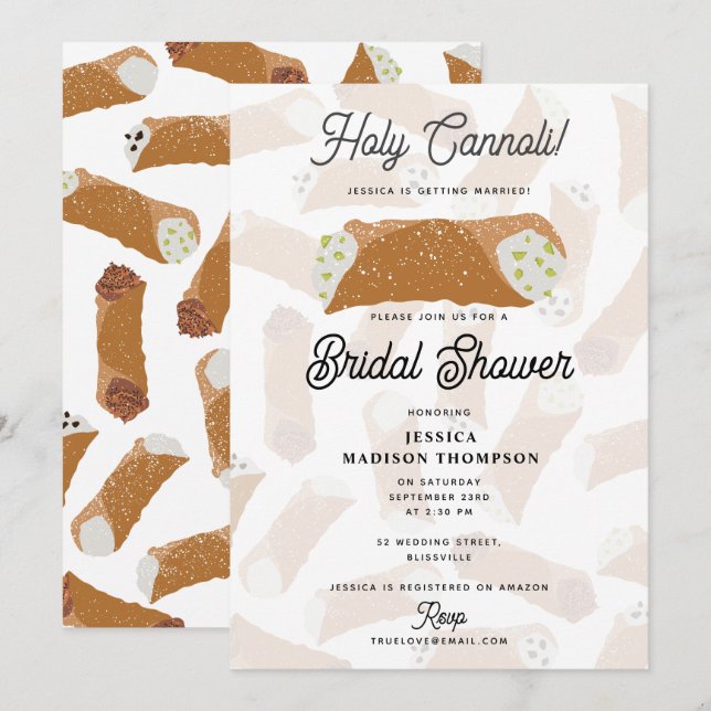 Holy Cannoli Funny Italian Bridal Shower Einladung (Vorne/Hinten)