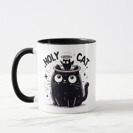 Holy Cat - Black Cat Watching Angel Cat Funny Tasse