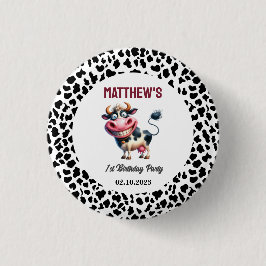 Holy Cow! 1st Birthday | Animal First Birthday Button