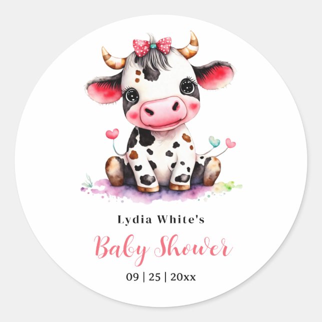 Holy Cow Baby Dusche Minimalistische Mädchendusche Runder Aufkleber (Vorderseite)