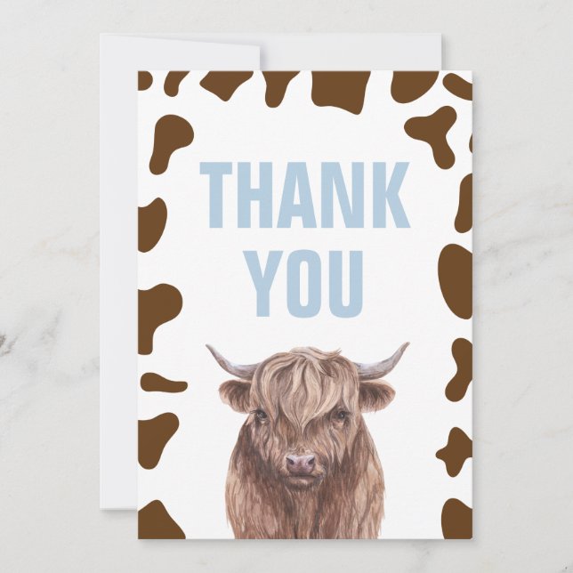 Holy Cow Birthday brown cow print Merci Cartes (Devant)