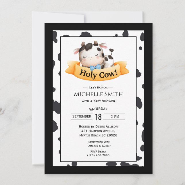Holy Cow Boy Baby Shower Invitations (Devant)