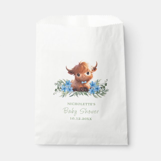 HOLY COW HIGHLAND MODERN BLAUE BABY DUSCHE GESCHENKTÜTCHEN (Vorderseite)