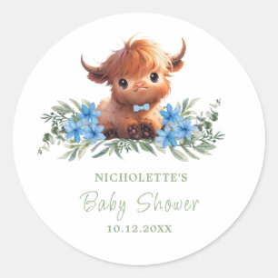 HOLY COW HIGHLAND MODERN BLAUE BABY DUSCHE RUNDER AUFKLEBER