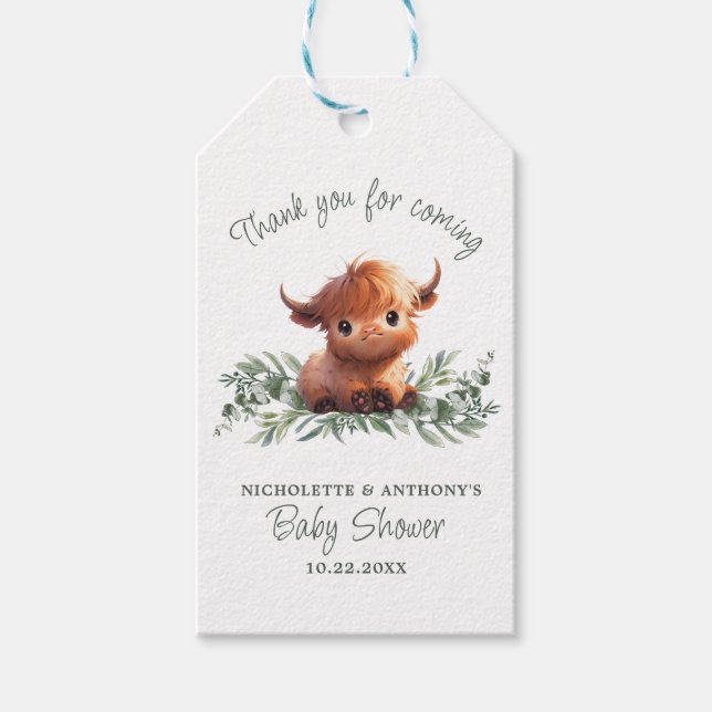 HOLY COW HIGHLAND MODERN COUPLES BABY SHOWER GESCHENKANHÄNGER (Vorderseite)