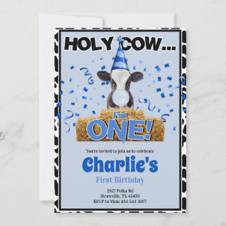 Holy Cow, I'm One Birthday Invitation