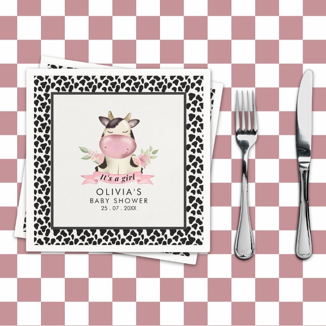 Holy Cow It's a Girl Cute Cow Baby shower Serviette (Von Creator hochgeladen)