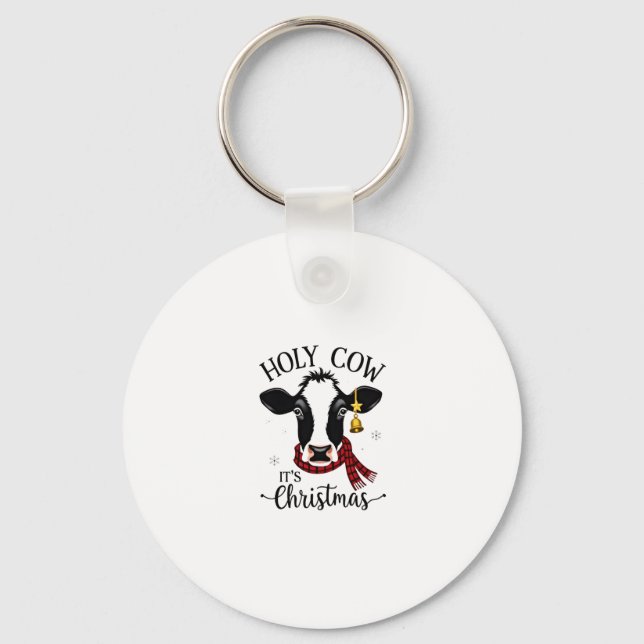 Holy Cow It's Christmas Funny Cow Lover Farm Anima Schlüsselanhänger (Vorderseite)