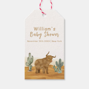 Holy Cow Minimal Boho Cactus Desert Baby Shower Geschenkanhänger