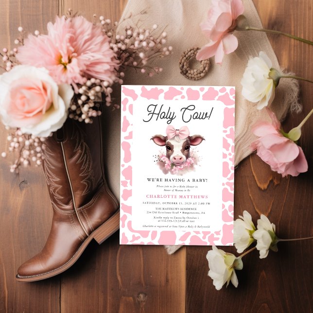 Holy Cow Pink Boho Kinderdusche Einladung (Von Creator hochgeladen)