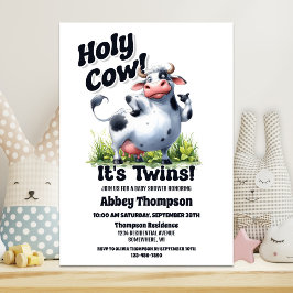 Holy Cow Twins Baby Dusche Einladung