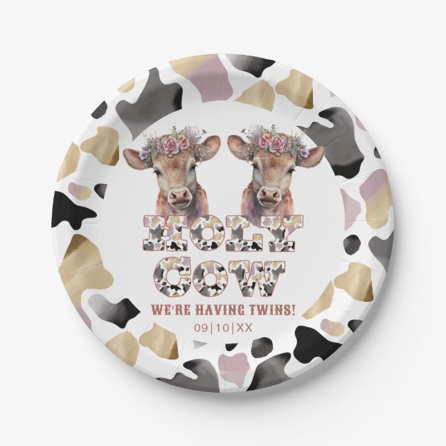 Holy Cow Twins Baby Shower Teller (Vorderseite)