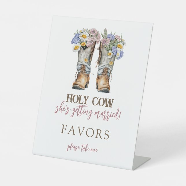 Holy Cowboy Cowboy Boots Brautparty Sockelschild (Vorderseite)