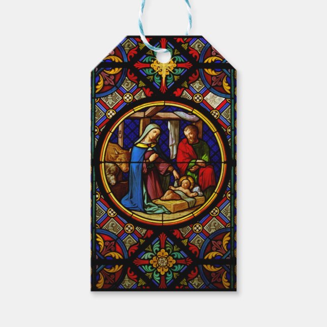 Holy Family "Stained Glass" Geschenkanhänger (Vorderseite)