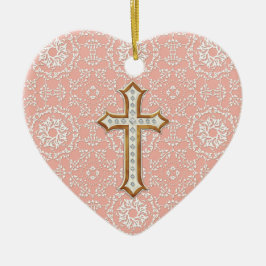 Holy First Communion Gold Golden Cross Lace Girl Keramikornament