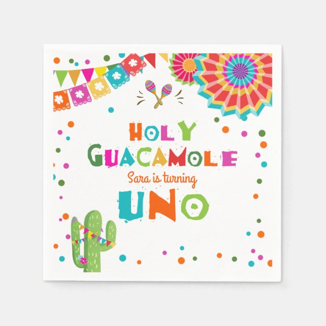 Holy Guacamole Fiesta Paper Napkin Mexican Cactus Serviette (Vorderseite)