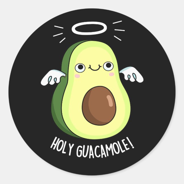 Holy Guacamole Funny Goody Avocado Pun Dark BG Runder Aufkleber (Vorderseite)