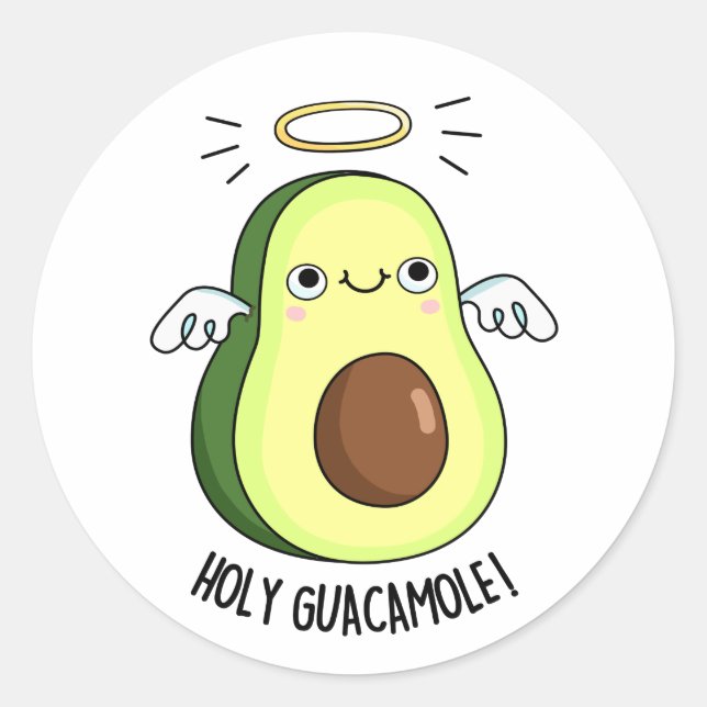 Holy Guacamole Funny Goody Avocado Pun Runder Aufkleber (Vorderseite)