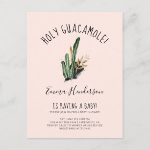 Holy Guacamole Mexican Cactus Baby Shower Einladungspostkarte