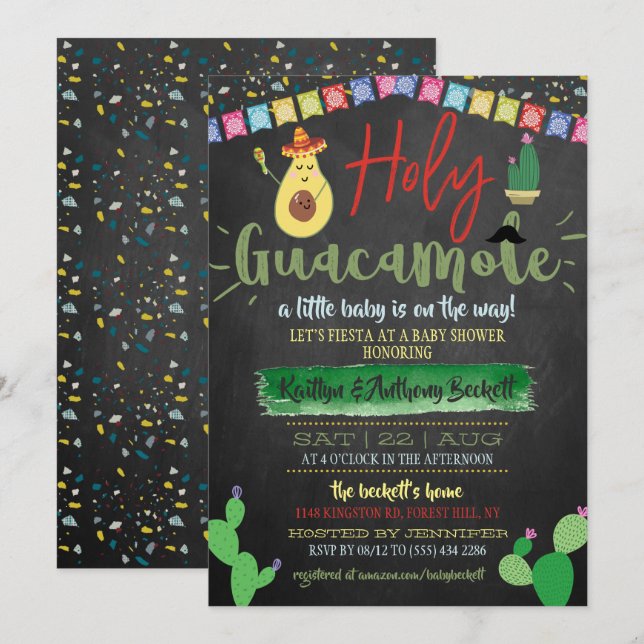 Holy Guacamole Mexican Fiesta Coed Baby Dusche Einladung (Vorne/Hinten)