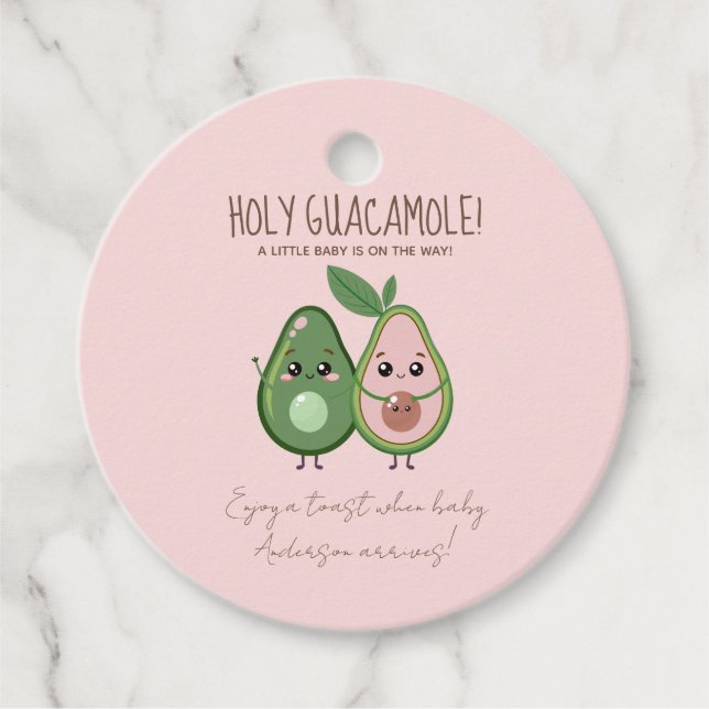 Holy Guacamole Pink Avocado Baby Dusche Geschenkanhänger (Vorderseite)