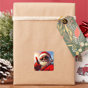 Holy Jolly Santa Divine Glow Quadratischer Aufkleber