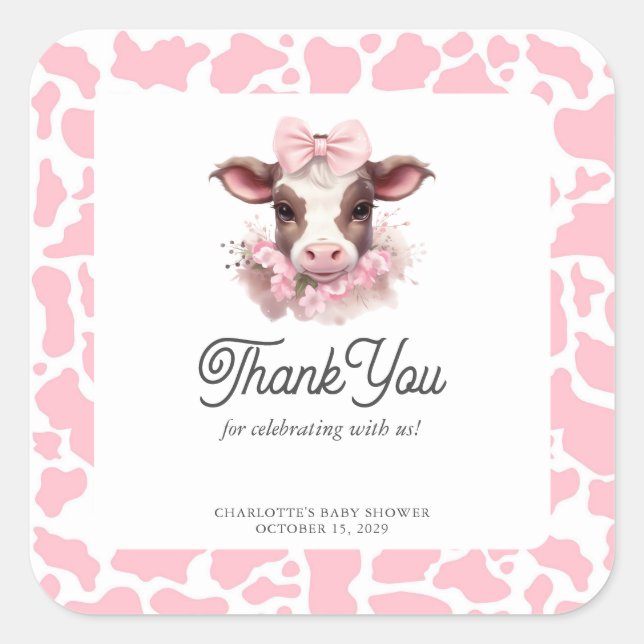 Holy Kuh Pink Boho Baby Dusche Danke Sticker (Vorderseite)