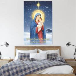Holy Mother & Baby Jesus Stretched Canvas Print Leinwanddruck