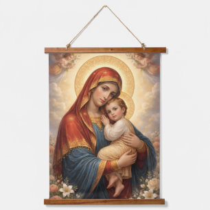 Holy Mother of God – Divine Love & Protection´11 Wandteppich Mit Holzrahmen