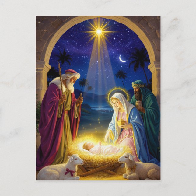 Holy Nativity Christmas Postkarte (Vorderseite)