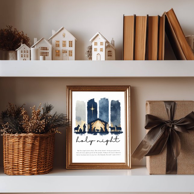 Holy Night Watercolor Nativity Christian Christmas Poster (Von Creator hochgeladen)