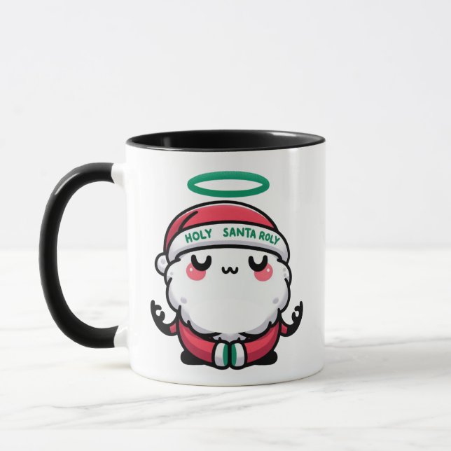 Holy Santa Roly Mug – Cute Meditating Santa Claus  (Gauche)