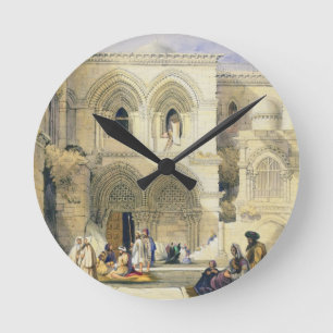 Holy Sepulchre, in Jerusalem (colour litho) Runde Wanduhr