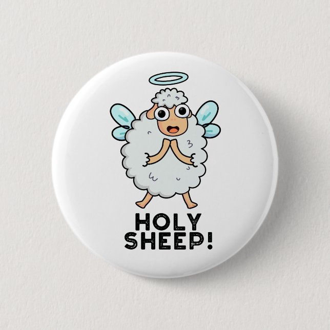 Holy Sheep Funny Animal Puff Button (Vorderseite)