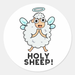 Holy Sheep Funny Animal Puff Runder Aufkleber
