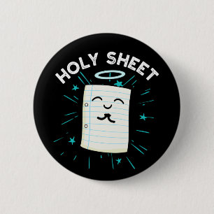 Holy Sheet Funny Halo Paper Pun Dark BG Button