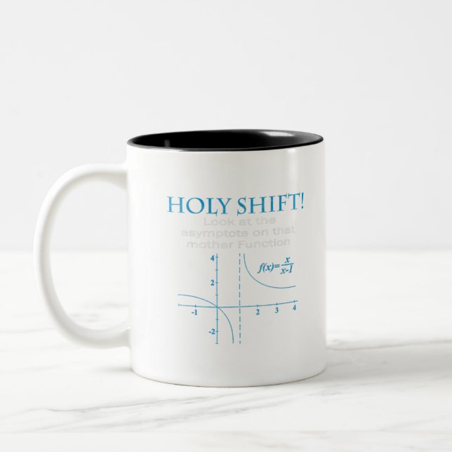 Holy Shift Funny Math Asymptote Punny T-Shirt Zweifarbige Tasse (Links)