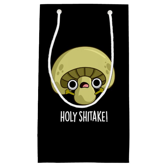 Holy Shitake Funny Mushroom Pun Dark BG Kleine Geschenktüte (Vorderseite)