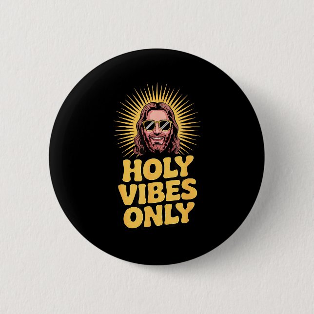 Holy Vibes Only Funny Jesus Religious Christian Fa Button (Vorderseite)