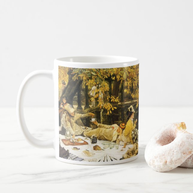 Holyday, the Picnic by James Tissot, Viktorianisch Kaffeetasse (Mit Donut)