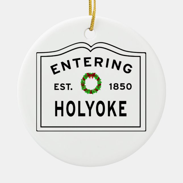 Holyoke, MA Vacances Wreath Ornement en métal (Devant)