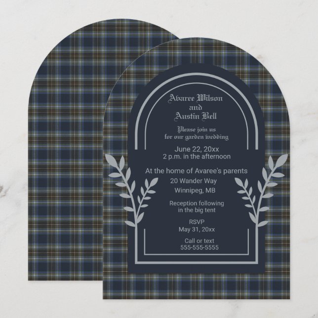 Holyrood Original Tartan Wedding Einladung (Vorne/Hinten)