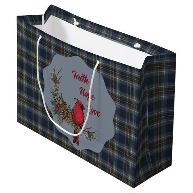 Holyrood Scottish Clan Tartan  Cardinal Große Geschenktüte (Vorderseite Schrägansicht)